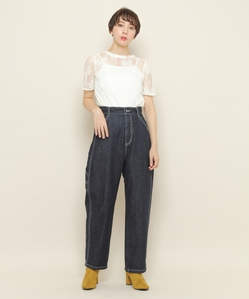 PAGEBOY(ページボーイ)の「レース2WAYインナー付きブラウス(Tシャツ/カットソー・レディース・ブラック/オフホワイト/アイボリー・FREE)」の4枚目の写真