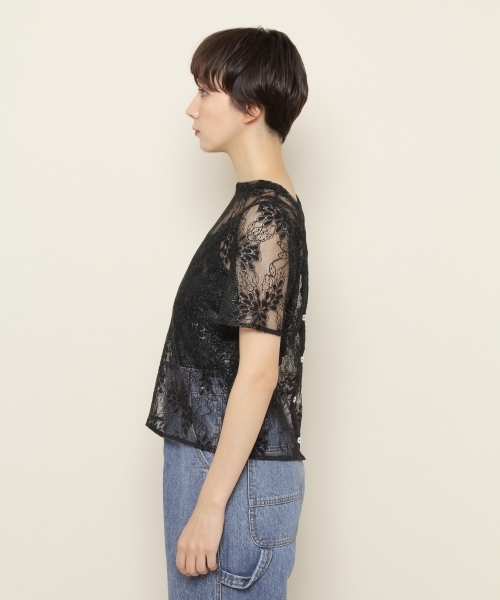PAGEBOY(ページボーイ)の「レース2WAYインナー付きブラウス(Tシャツ/カットソー・レディース・ブラック/オフホワイト/アイボリー・FREE)」の8枚目の写真