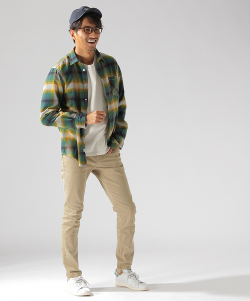 BAYFLOW（ベイフロー）の「オンブレチェックシャツ（シャツ/ブラウス・メンズ・オレンジ/グリーン/ブルー・SMALL/LARGE/X-LARGE/MEDIUM）」の9枚目の写真