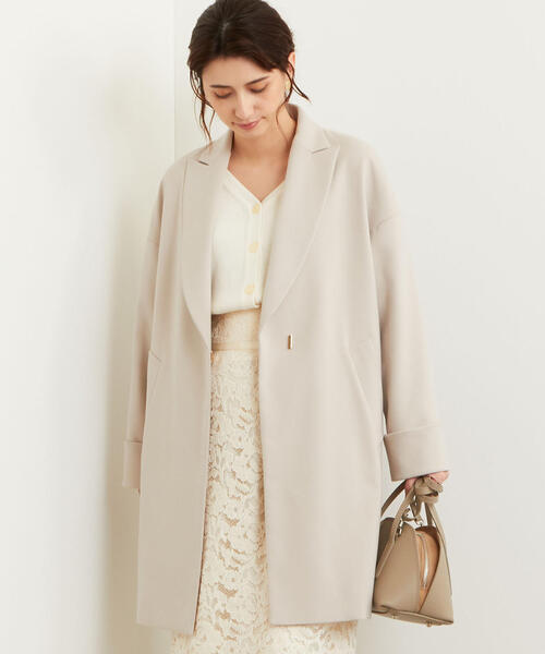 green label relaxing（グリーンレーベルリラクシング）の「◆FFC ダブルクロス チェスター コート（チェスターコート・レディース・ベージュ/ネイビー/ダークグリーン・38/40/34/36）」の5枚目の写真