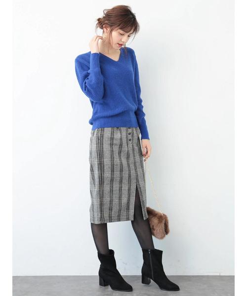 YECCA VECCA(イェッカヴェッカ)の「・ヘリンボーンチェックタイトスカート(スカート・レディース・ブラック・FREE)」の6枚目の写真