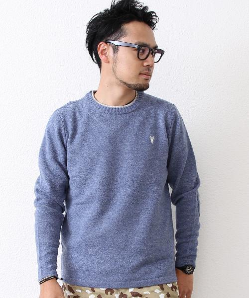 coen（コーエン）の「ラムウールクルーネックニット（ニット/セーター・メンズ・ライトグレー/ライトブルー/パープル/ダークグリーン・SMALL/MEDIUM/LARGE/X-LARGE）」の4枚目の写真