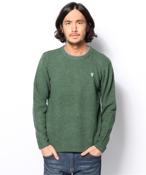 coen（コーエン）の「ラムウールクルーネックニット（ニット/セーター・メンズ・ライトグレー/ライトブルー/パープル/ダークグリーン・SMALL/MEDIUM/LARGE/X-LARGE）」の3枚目の写真