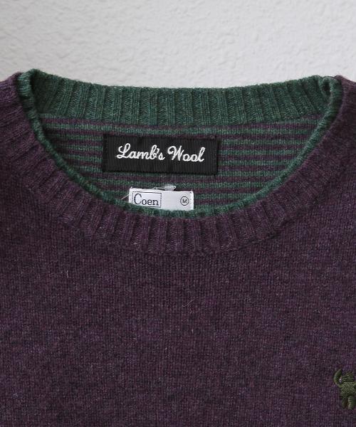 coen（コーエン）の「ラムウールクルーネックニット（ニット/セーター・メンズ・ライトグレー/ライトブルー/パープル/ダークグリーン・SMALL/MEDIUM/LARGE/X-LARGE）」の7枚目の写真