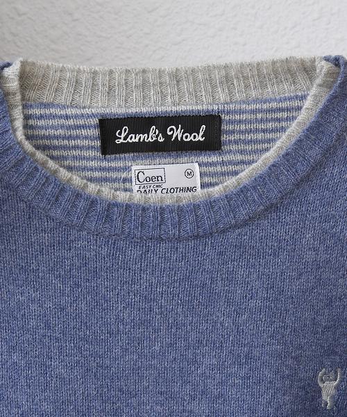 coen（コーエン）の「ラムウールクルーネックニット（ニット/セーター・メンズ・ライトグレー/ライトブルー/パープル/ダークグリーン・SMALL/MEDIUM/LARGE/X-LARGE）」の9枚目の写真