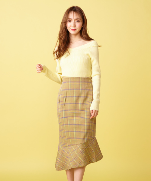 MIIA（ミーア）の「チェック柄ペプラムスカート（スカート・レディース・ブラック/オレンジ/イエロー・FREE）」の3枚目の写真