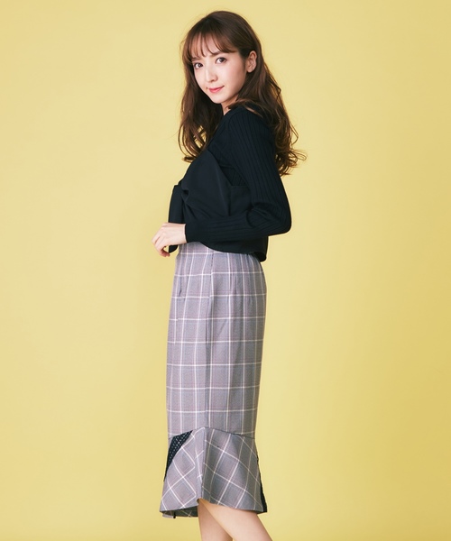 MIIA（ミーア）の「チェック柄ペプラムスカート（スカート・レディース・ブラック/オレンジ/イエロー・FREE）」の10枚目の写真