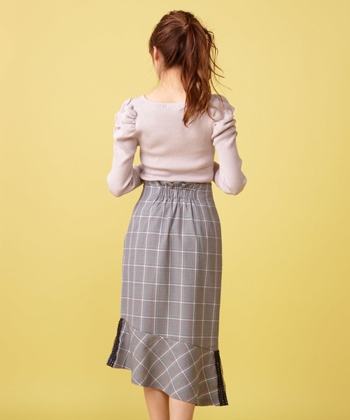 MIIA（ミーア）の「チェック柄ペプラムスカート（スカート・レディース・ブラック/オレンジ/イエロー・FREE）」の17枚目の写真