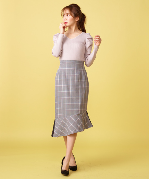 MIIA（ミーア）の「チェック柄ペプラムスカート（スカート・レディース・ブラック/オレンジ/イエロー・FREE）」の16枚目の写真