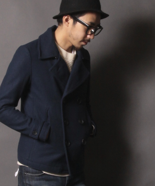 AMERICAN RAG CIE（アメリカンラグシー）の「AMERICAN RAG CIE メルトンショートピーコート 114-AFN-M132-CO005∴（ピーコート・メンズ・ブラック/ネイビー/キャメル・2/1/3）」の3枚目の写真