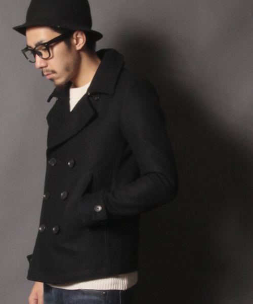 AMERICAN RAG CIE（アメリカンラグシー）の「AMERICAN RAG CIE メルトンショートピーコート 114-AFN-M132-CO005∴（ピーコート・メンズ・ブラック/ネイビー/キャメル・2/1/3）」の2枚目の写真