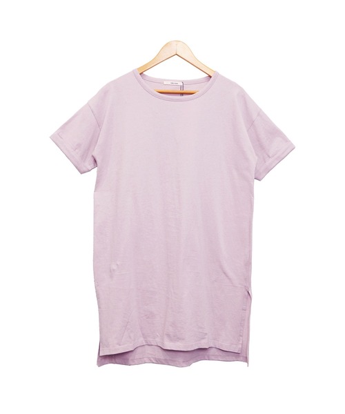 mili an deni（ミリアンデニ）の「サイドスリットTシャツワンピース（ワンピース・レディース・チャコールグレー/ブラック/ベージュ/ネイビー/オフホワイト/オリーブ/カーキ/杢グレー/ピンクベージュ/ダークベージュ/ライトグレー/ラベンダー/スミクロ/ブルー/ダークブルー/モカ/ダークオレンジ/アッシュグレー/ダークパープル・M/L）」の21枚目の写真