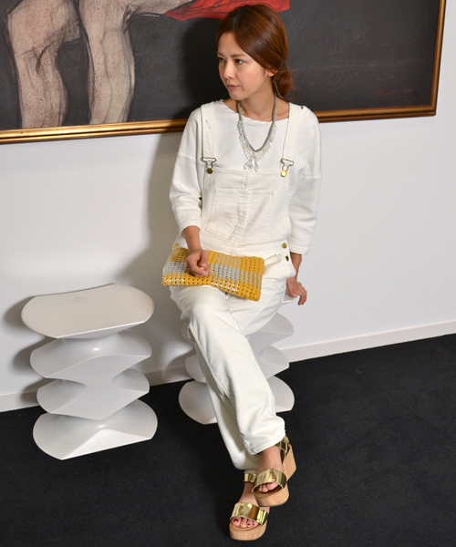 AMERICAN RAG CIE（アメリカンラグシー）の「ﾆｯﾄ風ﾃﾞﾆﾑ9分丈ｻﾛﾍﾟｯﾄ/TSS-L141-AO053（サロペット/オーバーオール・レディース・オフホワイト/インディゴブルー・FREE）」の18枚目の写真