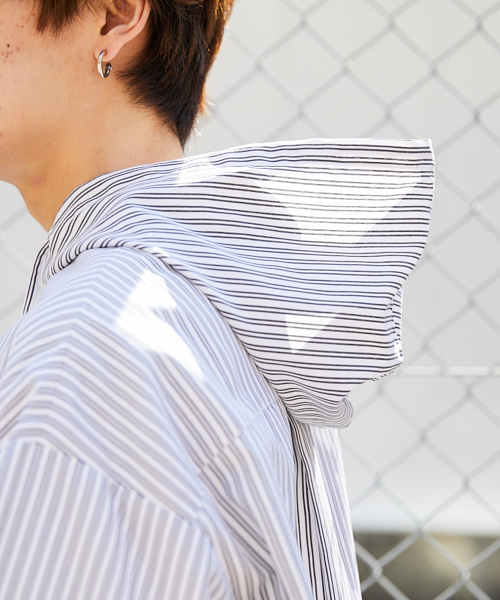 kutir（クティール）の「【ビッグシルエット】ストライプ フードシャツ（シャツ/ブラウス・メンズ・ホワイト系その他/ブラック系その他・MEDIUM/LARGE）」の21枚目の写真