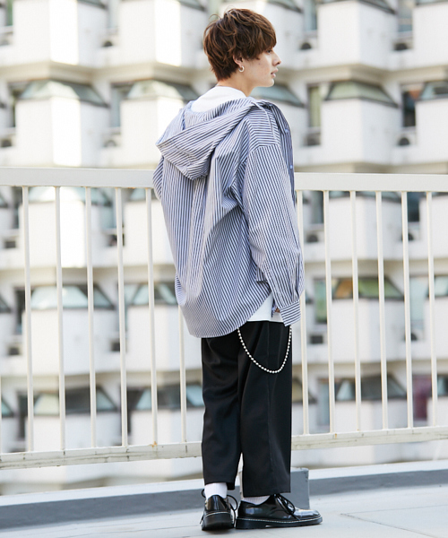 kutir（クティール）の「【ビッグシルエット】ストライプ フードシャツ（シャツ/ブラウス・メンズ・ホワイト系その他/ブラック系その他・MEDIUM/LARGE）」の16枚目の写真