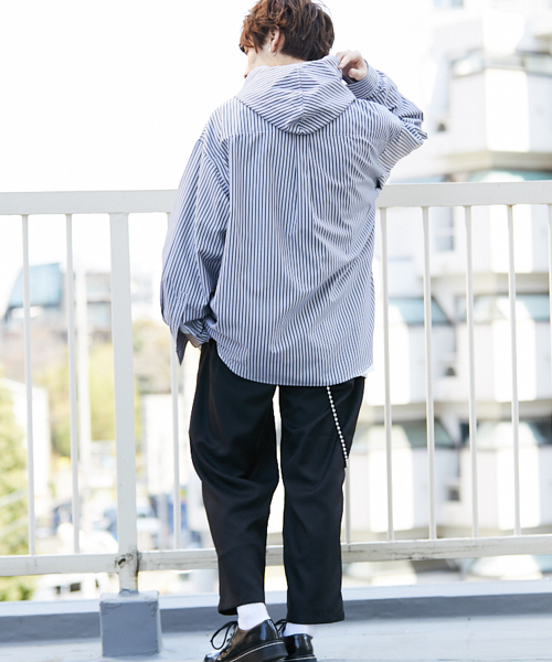 kutir（クティール）の「【ビッグシルエット】ストライプ フードシャツ（シャツ/ブラウス・メンズ・ホワイト系その他/ブラック系その他・MEDIUM/LARGE）」の12枚目の写真