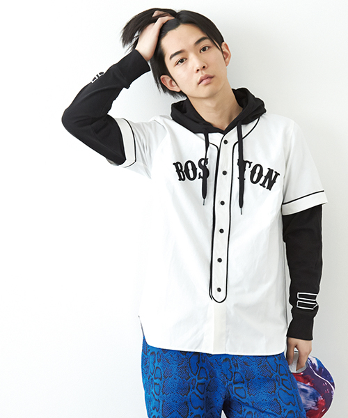 WEGO（ウィゴー）の「WEGO/ベースボール半袖シャツ（シャツ/ブラウス・メンズ・ホワイト/ブラック・LARGE/MEDIUM）」の2枚目の写真