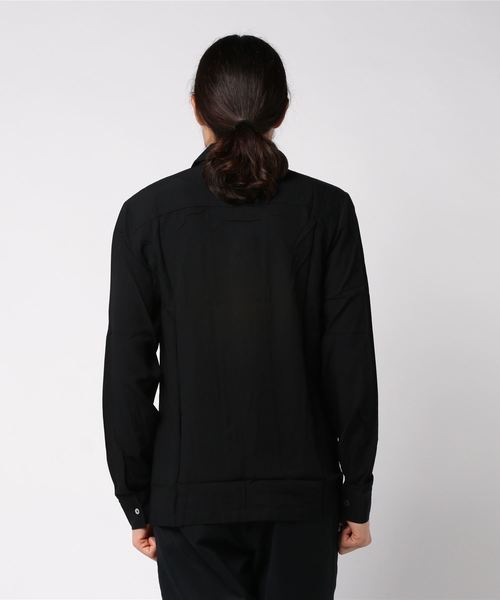 Magine（マージン）の「【Magine】RAYON OPEN COLLAR SHIRTS L/S:レーヨン オープンカラーシャツ（シャツ/ブラウス・メンズ・ブラック/ネイビー/ホワイト/チャコールグレー/ベージュ/オリーブ・46/44/48）」の8枚目の写真