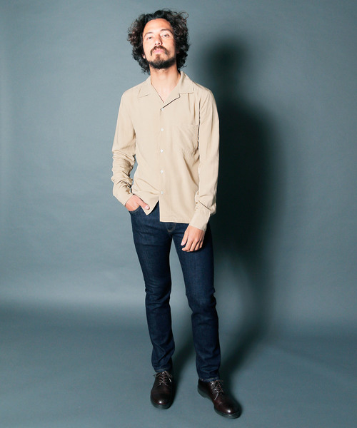 Magine（マージン）の「【Magine】RAYON OPEN COLLAR SHIRTS L/S:レーヨン オープンカラーシャツ（シャツ/ブラウス・メンズ・ブラック/ネイビー/ホワイト/チャコールグレー/ベージュ/オリーブ・46/44/48）」の15枚目の写真