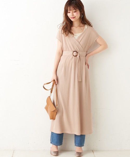 natural couture(ナチュラルクチュール)の「前後2WAYワッフルカシュクールワンピース(ワンピース・レディース・ブラック/モカ/ベージュ/ミント/ブルー・FREE)」の2枚目の写真