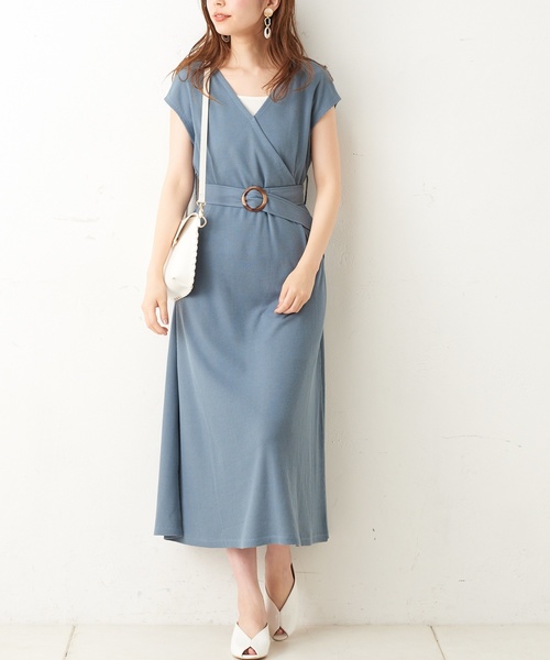 natural couture(ナチュラルクチュール)の「前後2WAYワッフルカシュクールワンピース(ワンピース・レディース・ブラック/モカ/ベージュ/ミント/ブルー・FREE)」の5枚目の写真