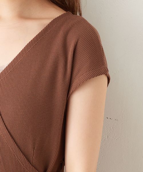 natural couture(ナチュラルクチュール)の「前後2WAYワッフルカシュクールワンピース(ワンピース・レディース・ブラック/モカ/ベージュ/ミント/ブルー・FREE)」の13枚目の写真
