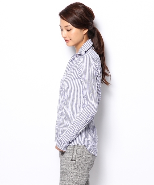 LOUNGEDRESS（ラウンジドレス）の「クリンクルストライプシャツ（シャツ/ブラウス・レディース・その他18・ﾌﾘ-）」の5枚目の写真
