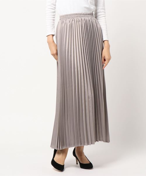 archives（アルシーヴ）の「サテンプリーツロングスカート（スカート・レディース・ブラウン/ブルー/ラベンダー/グレー系その他/グリーン/ブラック・MEDIUM）」の3枚目の写真