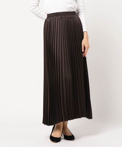 archives（アルシーヴ）の「サテンプリーツロングスカート（スカート・レディース・ブラウン/ブルー/ラベンダー/グレー系その他/グリーン/ブラック・MEDIUM）」の4枚目の写真