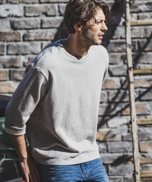 felkod(フィルコッド)の「mt6324-Loose Fit Sweat 3-4 Sleefe Tee Tシャツ(Tシャツ/カットソー・メンズ・ブラック/ミックスグレー・S/M/L)」の1枚目の写真