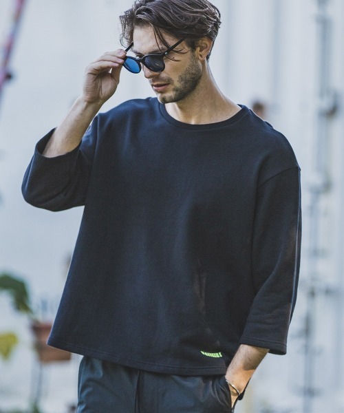 felkod(フィルコッド)の「mt6324-Loose Fit Sweat 3-4 Sleefe Tee Tシャツ(Tシャツ/カットソー・メンズ・ブラック/ミックスグレー・S/M/L)」の2枚目の写真