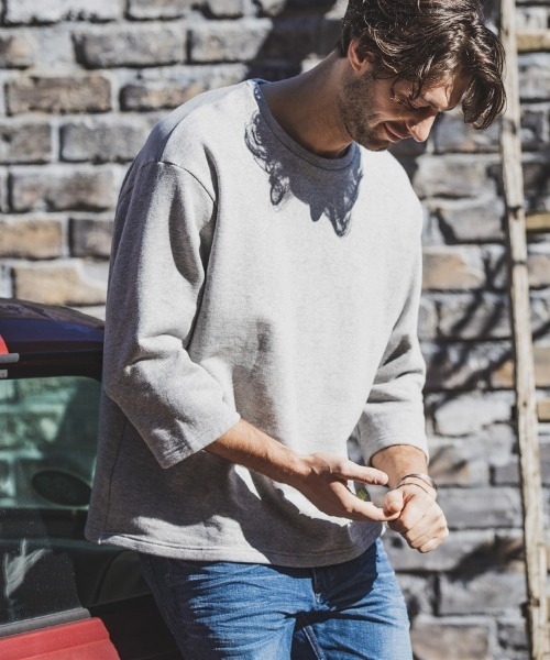 felkod(フィルコッド)の「mt6324-Loose Fit Sweat 3-4 Sleefe Tee Tシャツ(Tシャツ/カットソー・メンズ・ブラック/ミックスグレー・S/M/L)」の12枚目の写真