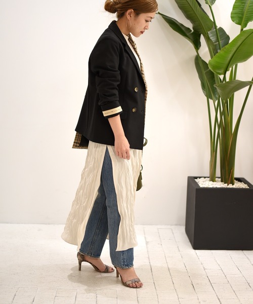 Eimee Law 袖口ロゴテープアシメチェックジャケット Mサイズ Eimee Law（エイミーロウ）の「袖口ロゴテープアシメチェック