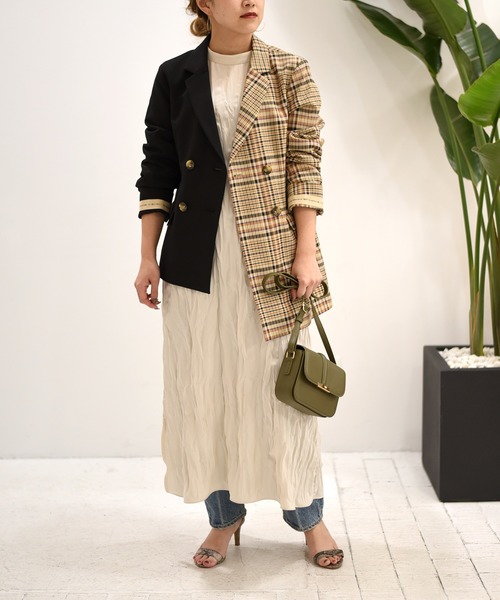 Eimee Law 袖口ロゴテープアシメチェックジャケット Mサイズ Eimee Law（エイミーロウ）の「袖口ロゴテープアシメチェック