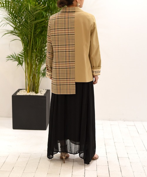 Eimee Law 袖口ロゴテープアシメチェックジャケット Mサイズ Eimee Law（エイミーロウ）の「袖口ロゴテープアシメチェック