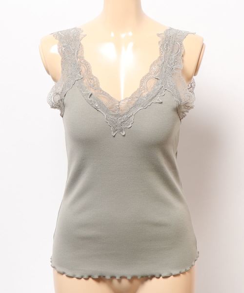 archives（アルシーヴ）の「テレコレースタンク（キャミソール・レディース・オフホワイト/ブルー/ブラック/ベージュ/グレー系その他/ブラウン・MEDIUM）」の4枚目の写真