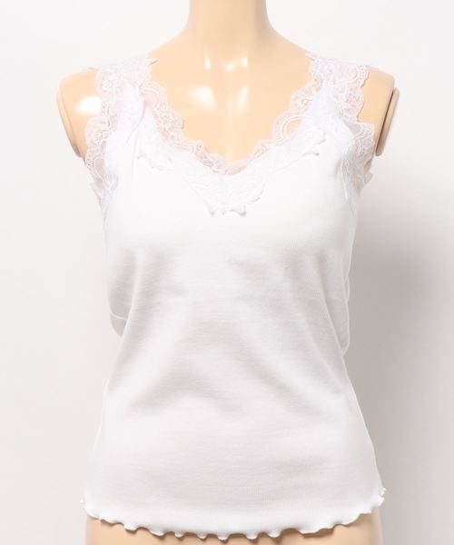 archives（アルシーヴ）の「テレコレースタンク（キャミソール・レディース・オフホワイト/ブルー/ブラック/ベージュ/グレー系その他/ブラウン・MEDIUM）」の2枚目の写真