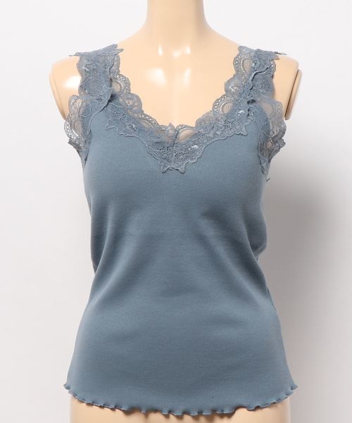 archives（アルシーヴ）の「テレコレースタンク（キャミソール・レディース・オフホワイト/ブルー/ブラック/ベージュ/グレー系その他/ブラウン・MEDIUM）」の6枚目の写真