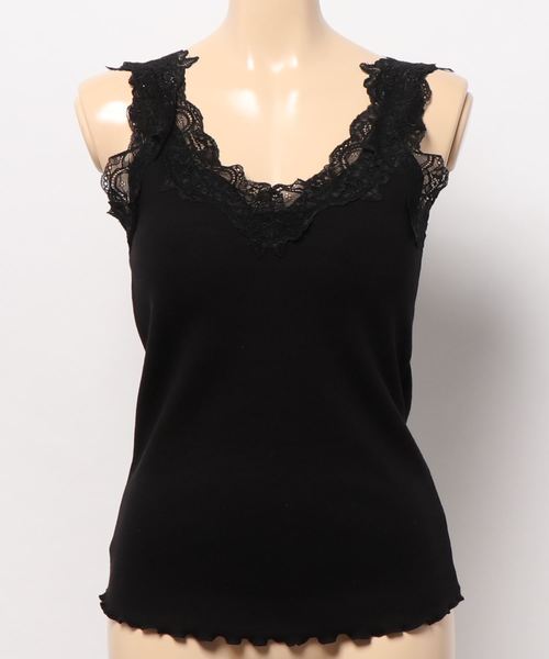 archives（アルシーヴ）の「テレコレースタンク（キャミソール・レディース・オフホワイト/ブルー/ブラック/ベージュ/グレー系その他/ブラウン・MEDIUM）」の3枚目の写真