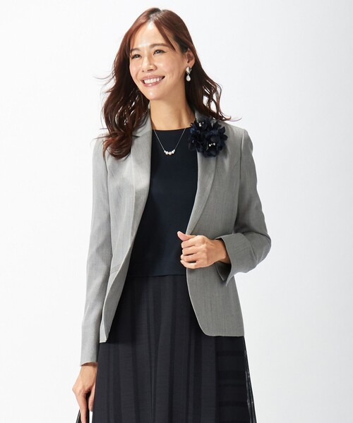 J.PRESS Ladies(J.プレス レディス)の「【セットアップ対応】シルクレーヨンスーティング テーラードジャケット(テーラードジャケット・レディース・グレー系・S)」の1枚目の写真
