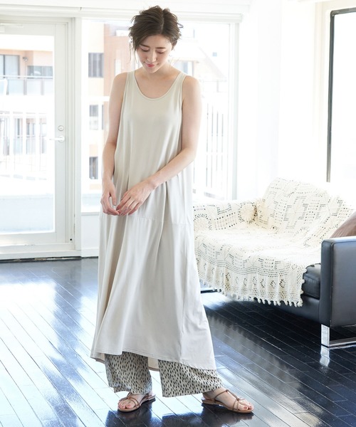 ROPE' PICNIC(ロペピクニック)の「【essential wear】【吸水速乾・抗菌加工】Aラインノースリーブワンピース(ワンピース・レディース・ブラック/ワイン/ベージュ系その他2・38)」の5枚目の写真