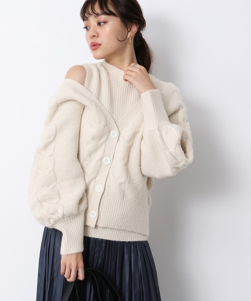 shellerノースリ×カーデ アンサンブル Heather（ヘザー）の「ノースリーブニットSETカシュクール