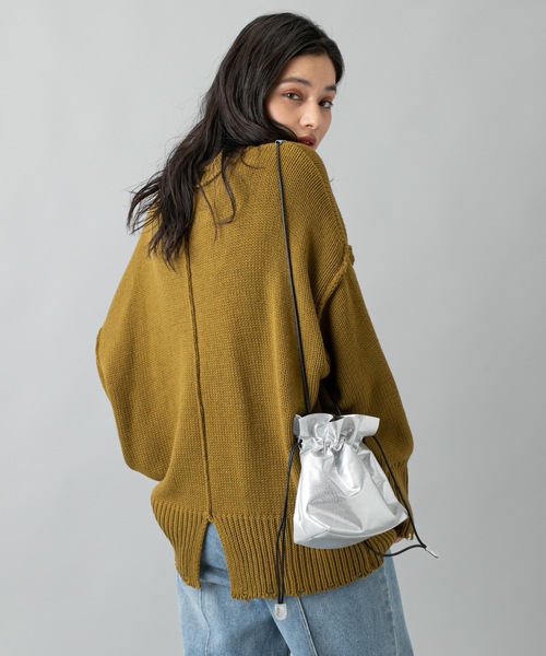 prose verse（プロズヴェール）の「センターラインダメージニット（ニット/セーター・レディース・モスグリーン/ブラック/ベージュ/ゴールド/オフホワイト/ライトベージュ/サンドベージュ・ﾌﾘ-）」の6枚目の写真