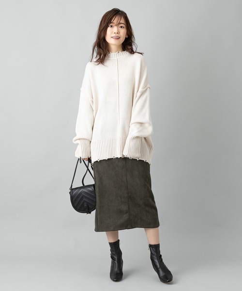 prose verse（プロズヴェール）の「センターラインダメージニット（ニット/セーター・レディース・モスグリーン/ブラック/ベージュ/ゴールド/オフホワイト/ライトベージュ/サンドベージュ・ﾌﾘ-）」の16枚目の写真