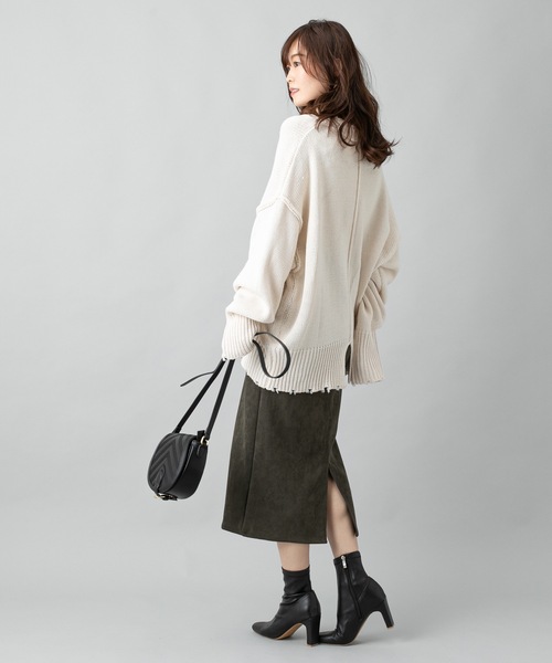 prose verse（プロズヴェール）の「センターラインダメージニット（ニット/セーター・レディース・モスグリーン/ブラック/ベージュ/ゴールド/オフホワイト/ライトベージュ/サンドベージュ・ﾌﾘ-）」の14枚目の写真