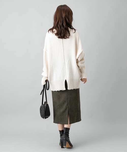 prose verse（プロズヴェール）の「センターラインダメージニット（ニット/セーター・レディース・モスグリーン/ブラック/ベージュ/ゴールド/オフホワイト/ライトベージュ/サンドベージュ・ﾌﾘ-）」の13枚目の写真