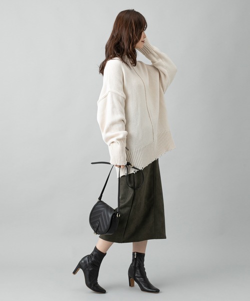 prose verse（プロズヴェール）の「センターラインダメージニット（ニット/セーター・レディース・モスグリーン/ブラック/ベージュ/ゴールド/オフホワイト/ライトベージュ/サンドベージュ・ﾌﾘ-）」の11枚目の写真