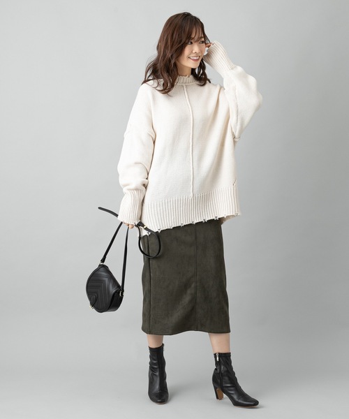 prose verse（プロズヴェール）の「センターラインダメージニット（ニット/セーター・レディース・モスグリーン/ブラック/ベージュ/ゴールド/オフホワイト/ライトベージュ/サンドベージュ・ﾌﾘ-）」の10枚目の写真