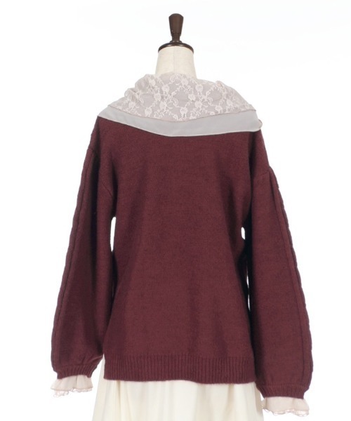 axes femme（アクシーズファム）の「シフォン×レース襟ニットプルオーバー（Tシャツ/カットソー・レディース・ワイン/ネイビー/その他・MEDIUM）」の8枚目の写真