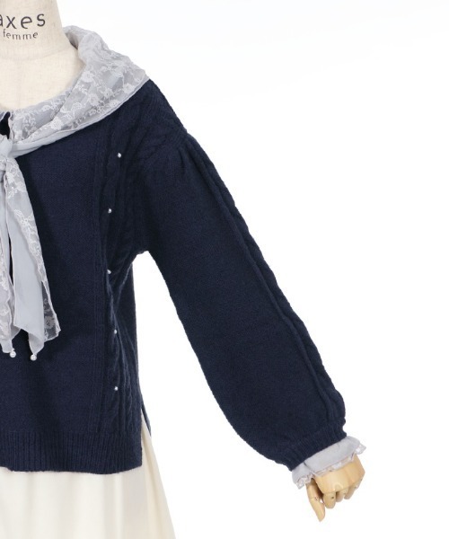 axes femme（アクシーズファム）の「シフォン×レース襟ニットプルオーバー（Tシャツ/カットソー・レディース・ワイン/ネイビー/その他・MEDIUM）」の15枚目の写真